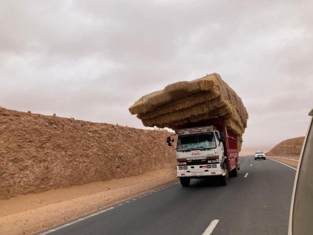 Camion charge de paille