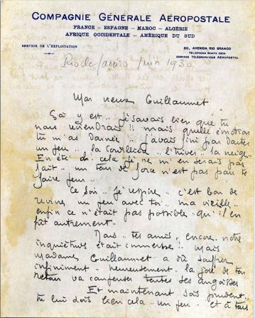 Lettre de mermoz a guillaumet